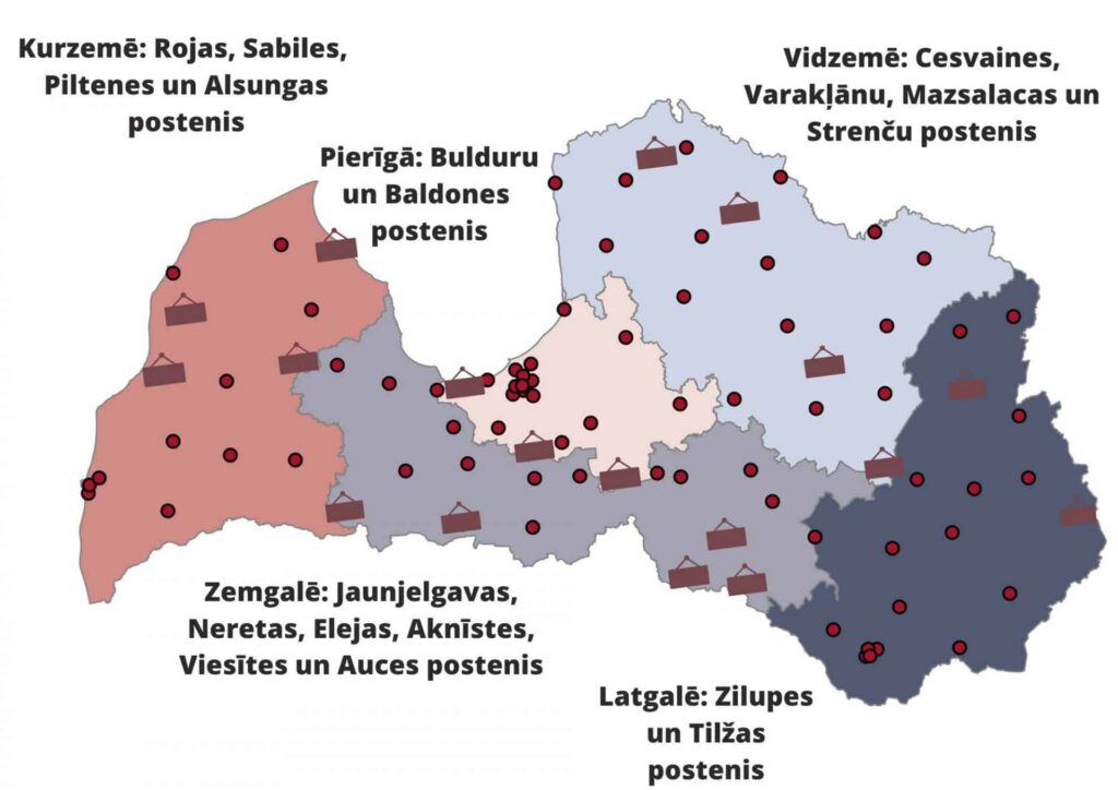 Latvijā īslaicīgi apturēs atsevišķu VUGD posteņu darbību. Talsu novadā — Sabiles un Rojas